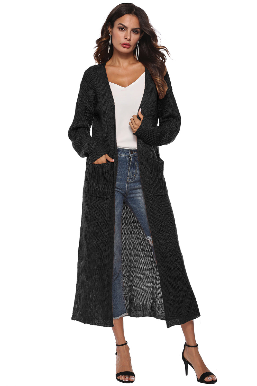 swvws Long Sleeve Open Front Buttoned Cardigan