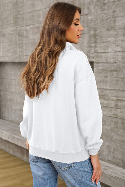 swvws Quarter Zip Dropped Shoulder Sweatshirt