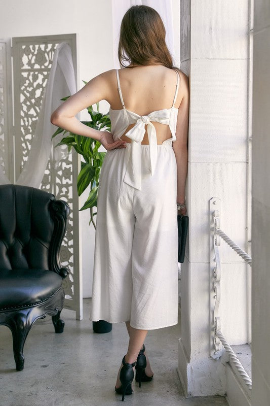 swvws Cutout Bow Detail Jumpsuit With Cropped Wide Leg