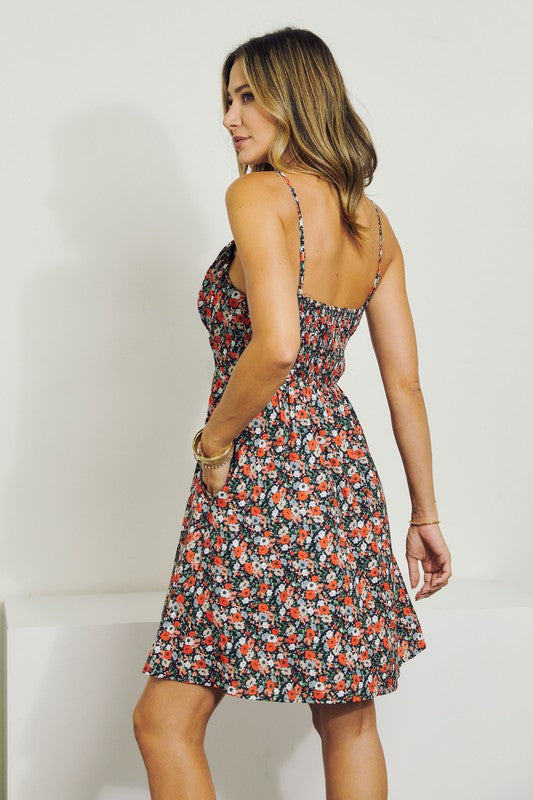 swvws Sleeveless V Neck Floral Dress