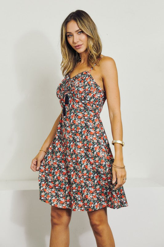 swvws Sleeveless V Neck Floral Dress