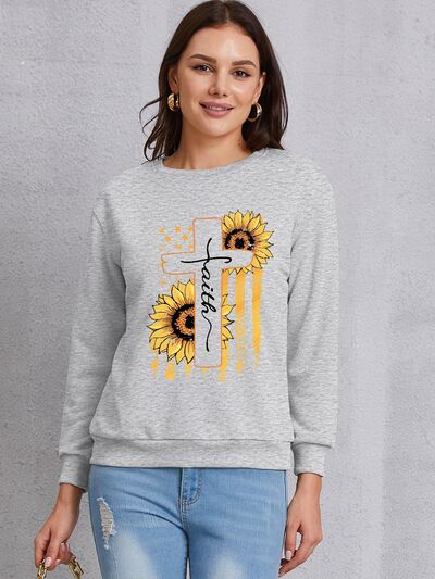 swvws Sunflower Round Neck Dropped Shoulder Sweatshirt