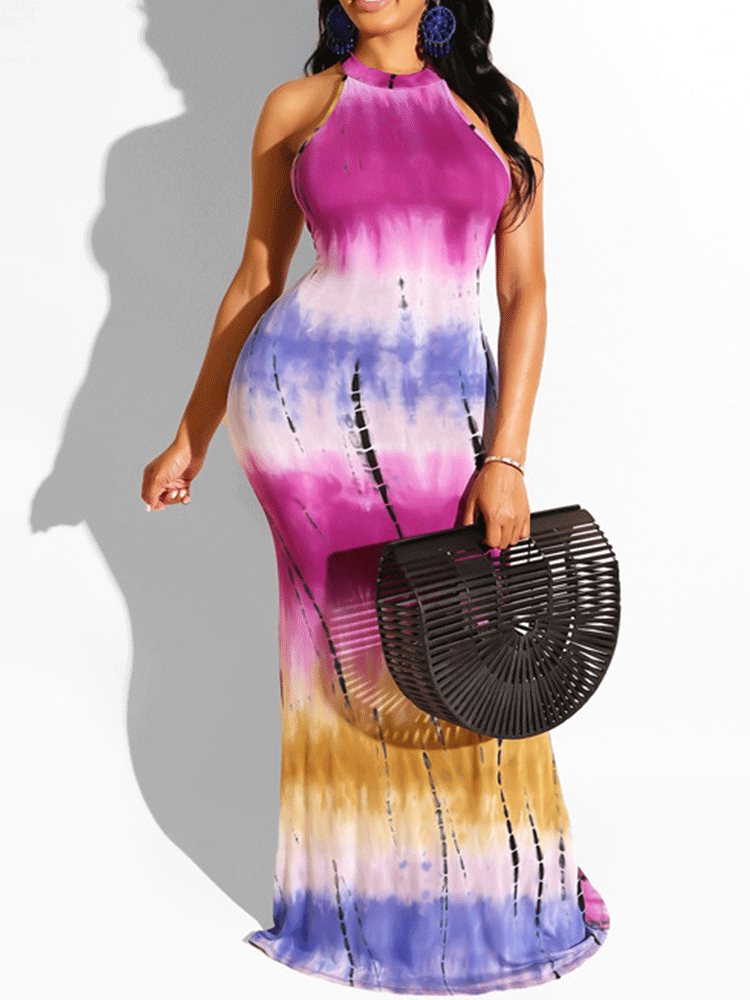 Sixsr Halter Tie Dye Maxi Dress