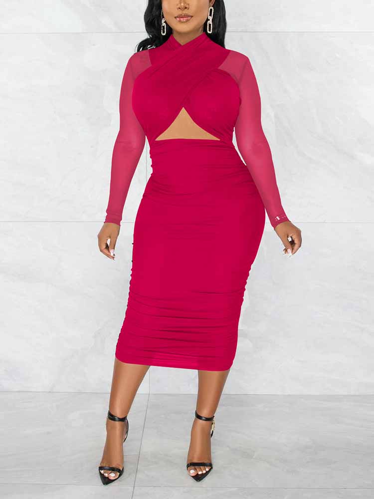 Sixsr Bodycon Mesh Cut Out Party Dresses