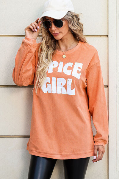 swvws SPICE GIRL Round Neck Dropped Shoulder Sweatshirt