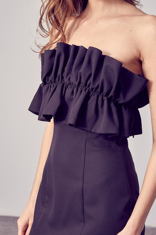 swvws Open Shoulder Ruffle Detail Dress