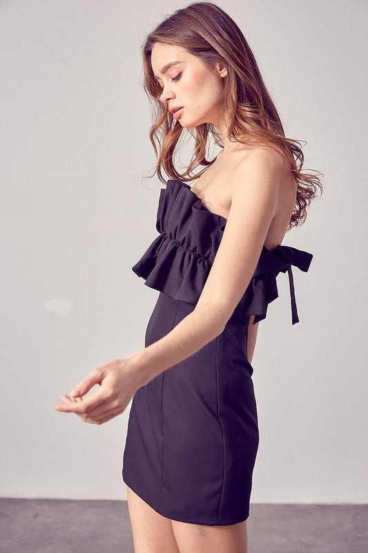 swvws Open Shoulder Ruffle Detail Dress