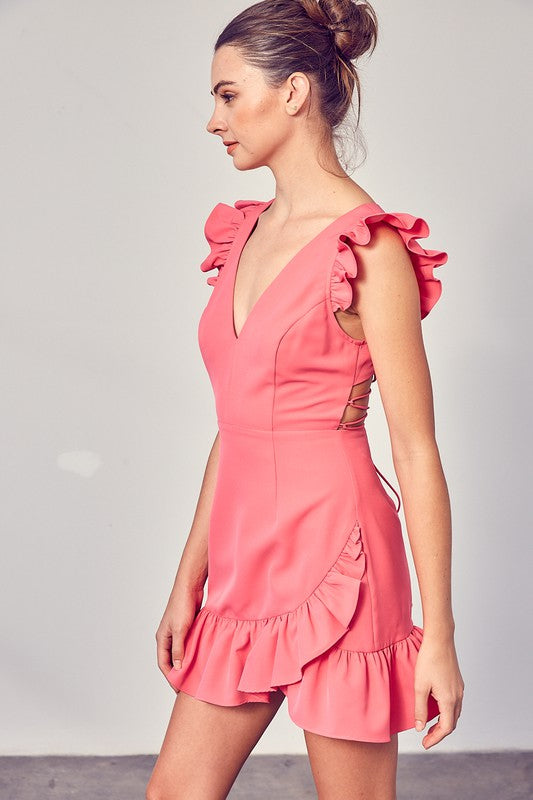 swvws V-neck Ruffle Dress