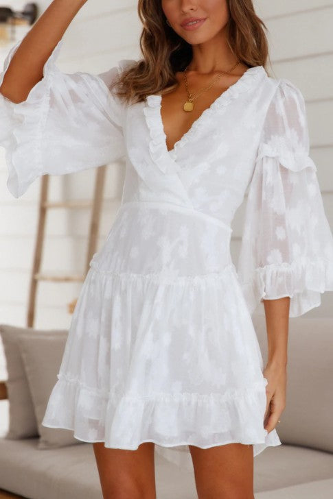 swvws Chiffon Ruffle Mini Dress