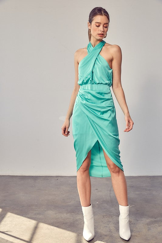 swvws Wrap Cross Neck Dress