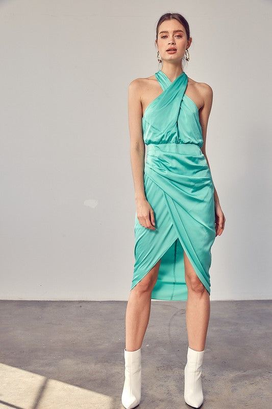 swvws Wrap Cross Neck Dress