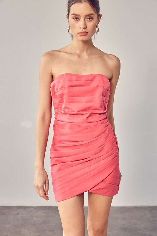 swvws Pleated Wrap Tube Dress