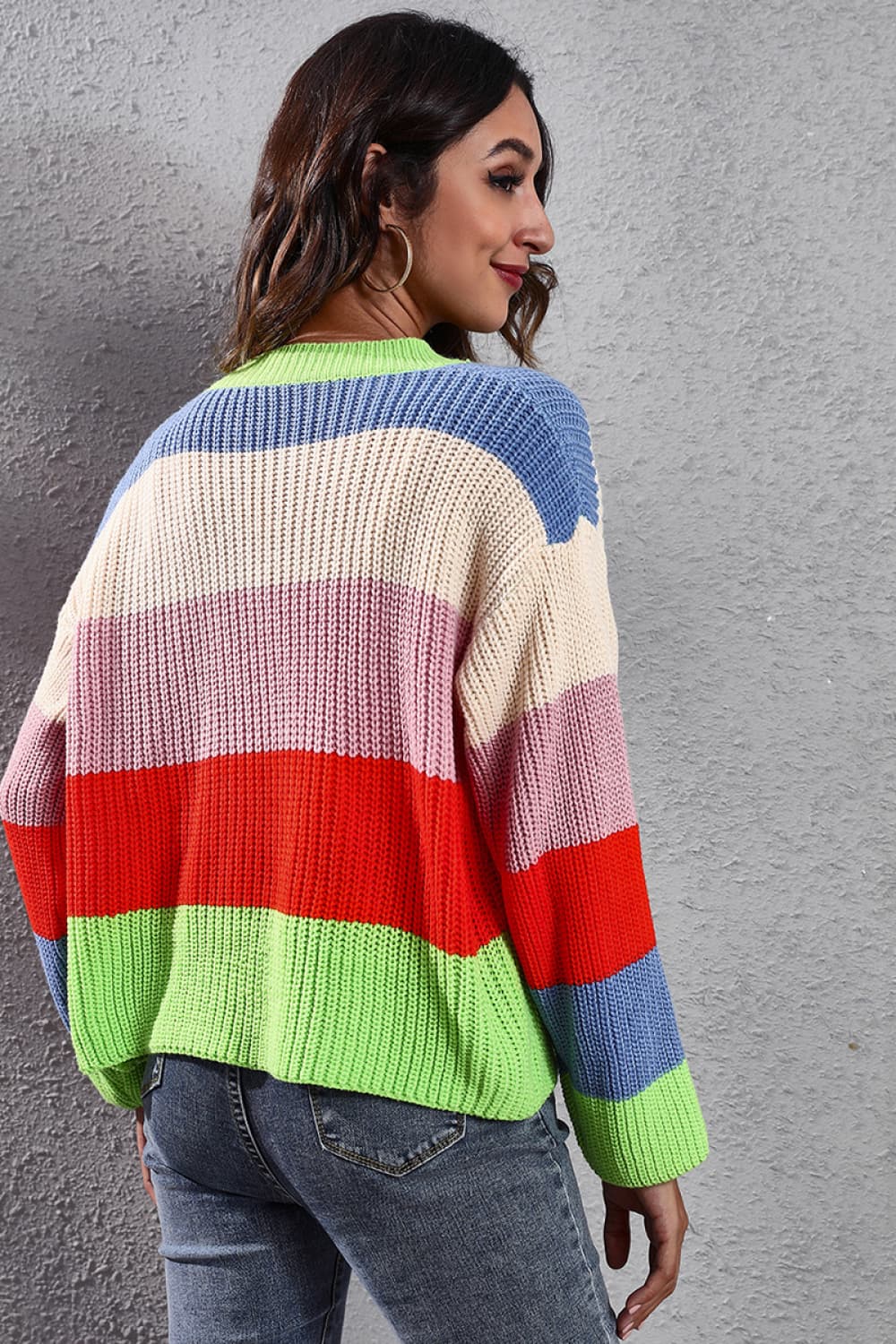 swvws Color Block Button-Down Dropped Shoulder Cardigan