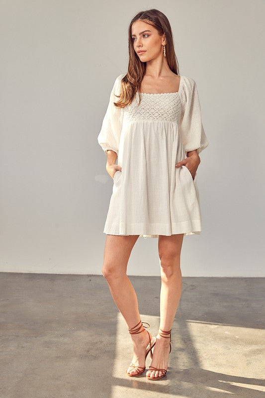 swvws Crochet Babydoll Dress