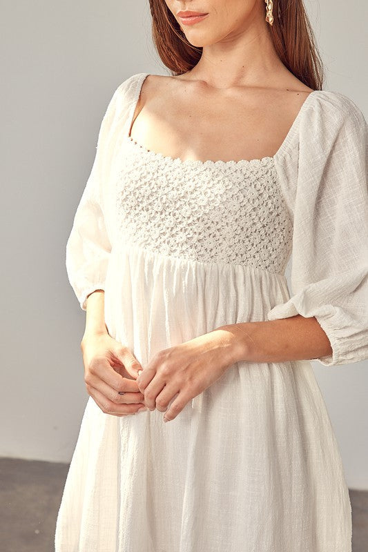 swvws Crochet Babydoll Dress