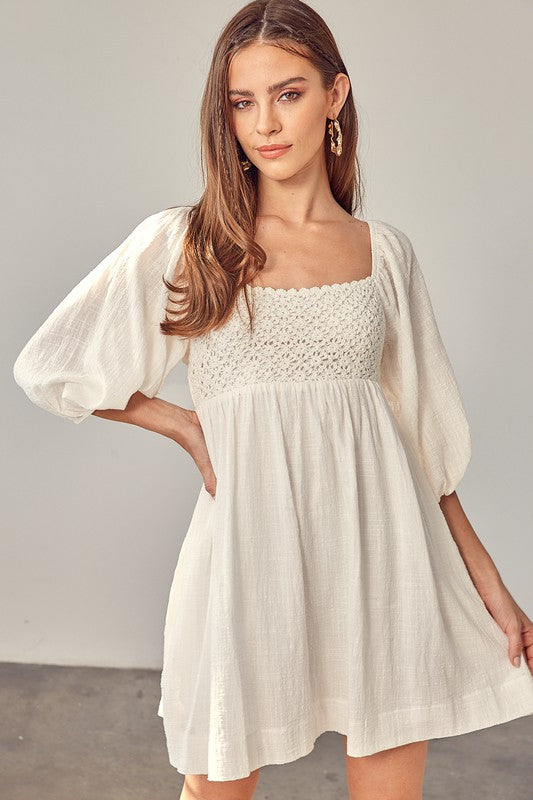 swvws Crochet Babydoll Dress