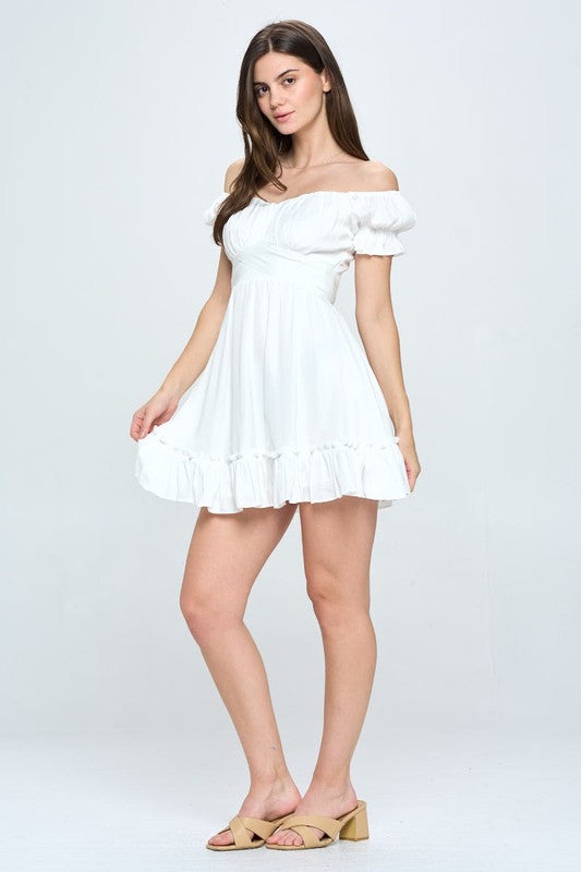 swvws Off Shoulder Ruffle Mini Dress