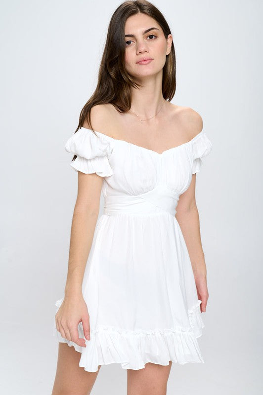 swvws Off Shoulder Ruffle Mini Dress