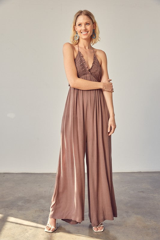 swvws Halter Neck Back Tie Jumpsuit