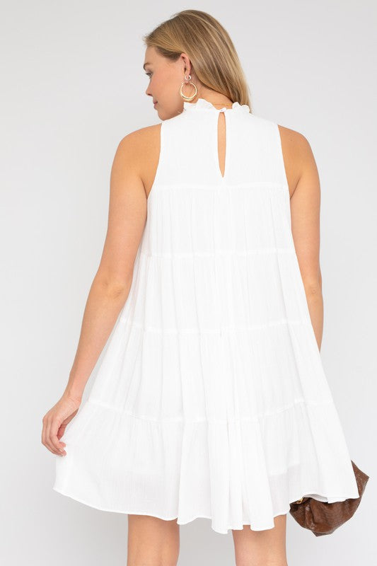 swvws Sleeveless Ruffle Neck Tiered Dress