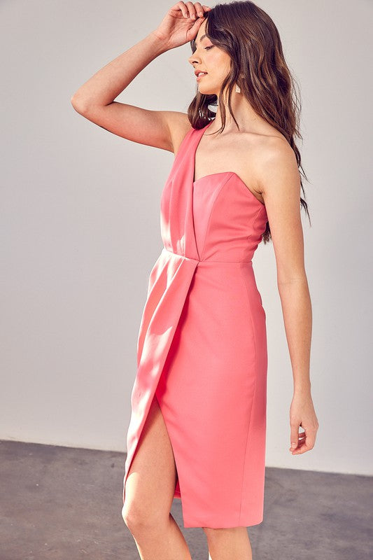 swvws One Shoulder Overlap Dress