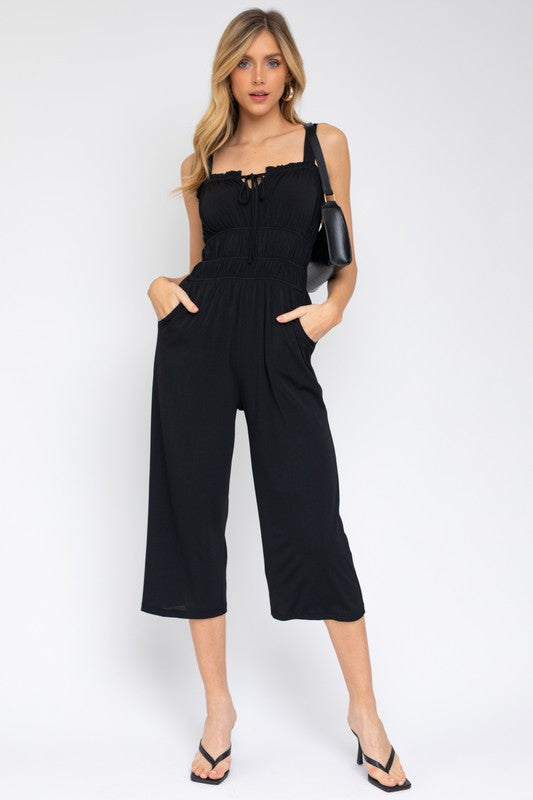 swvws Sleeveless Drawstring Cropped Jumpsuit