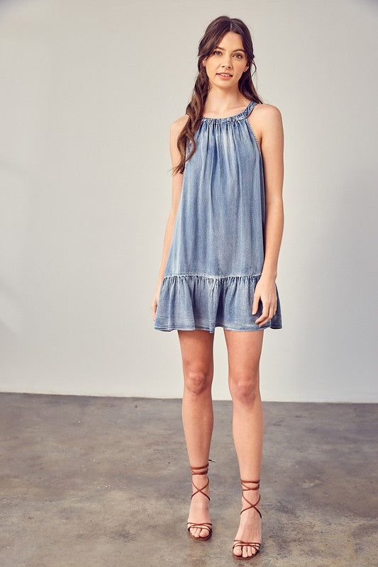 swvws Shirred Halter Neck Dress