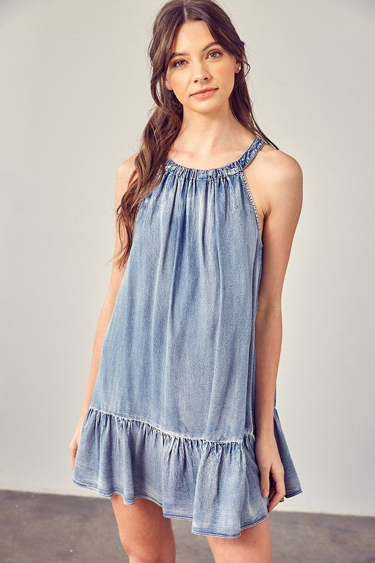 swvws Shirred Halter Neck Dress