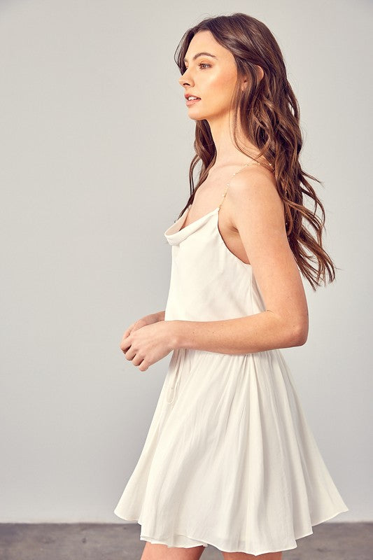 swvws Cowl Neck Beaded Strap Dress