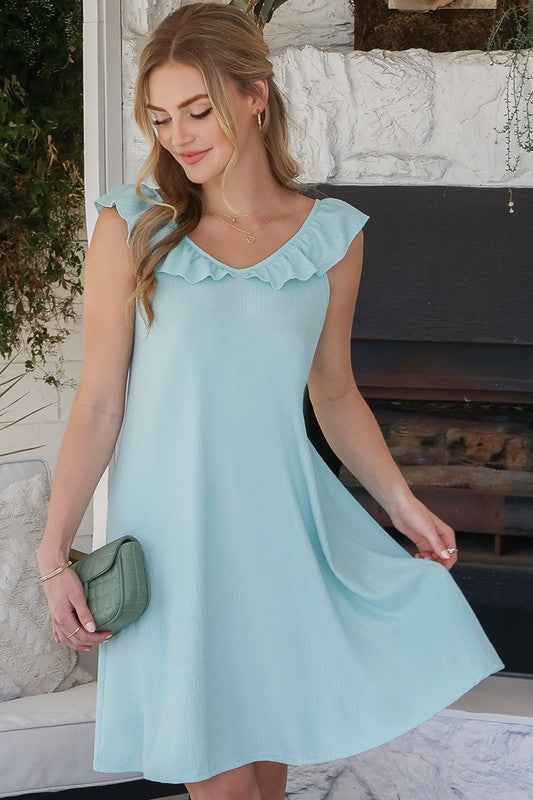 swvws Cute Ruffle Collar Summer Dress