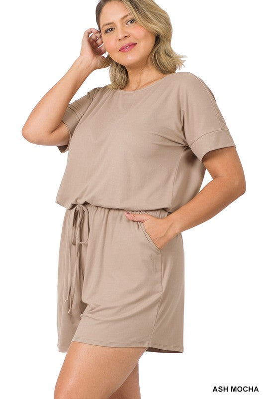 swvws Plus Brushed Dty Romper With Pockets