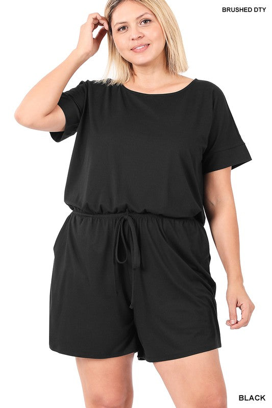 swvws Plus Brushed Dty Romper With Pockets