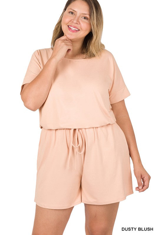 swvws Plus Brushed Dty Romper With Pockets