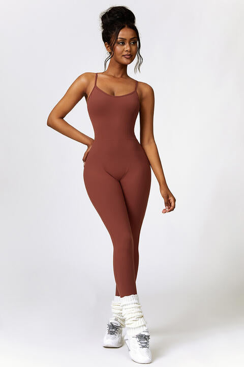 swvws Open Back Spaghetti Strap Sports Jumpsuit