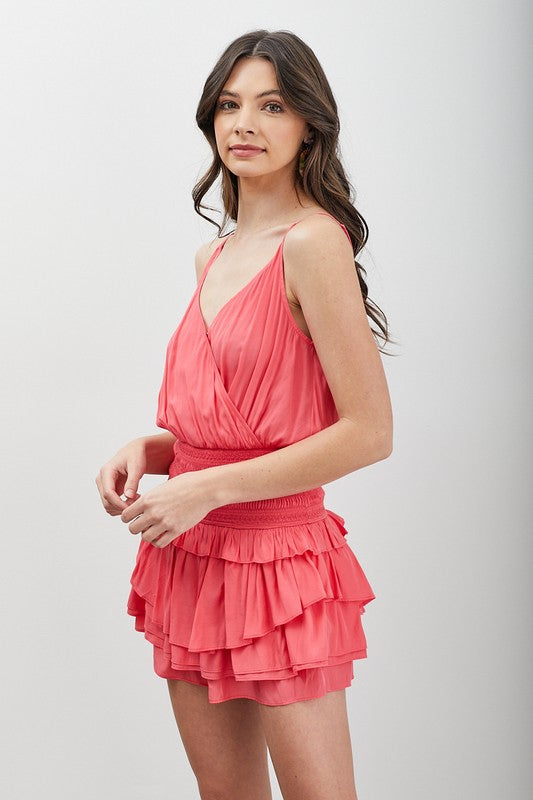 swvws Wrap Smocked Waist Ruffle Dress