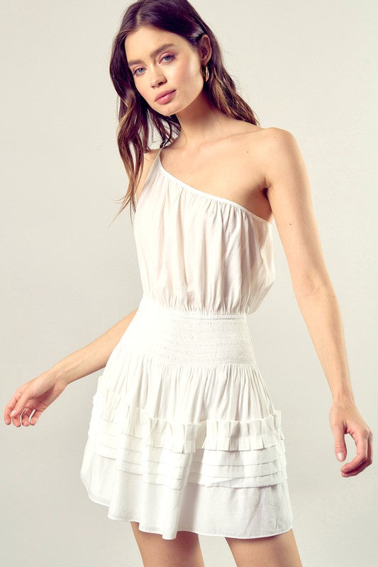 swvws Pleated Detail One Shoulder Cami Dress