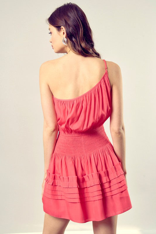 swvws Pleated Detail One Shoulder Cami Dress