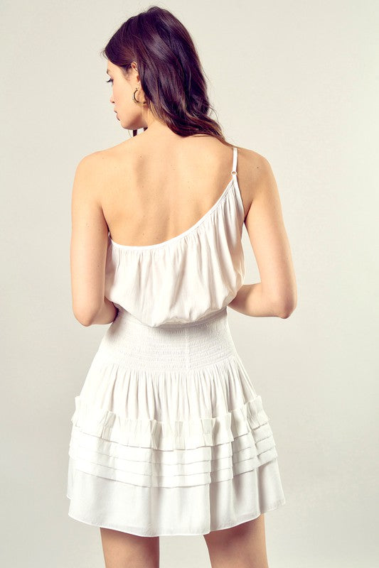 swvws Pleated Detail One Shoulder Cami Dress