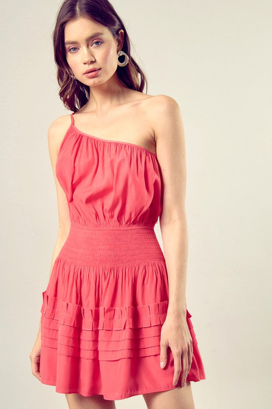 swvws Pleated Detail One Shoulder Cami Dress