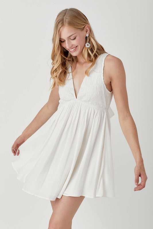 swvws V Neck Smock Sleeveless Dress