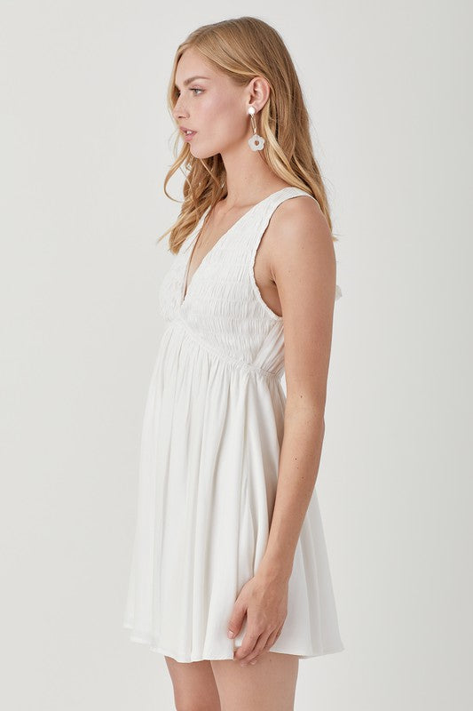 swvws V Neck Smock Sleeveless Dress