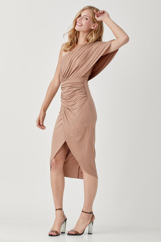 swvws One Shoulder Drape Jersey Dress