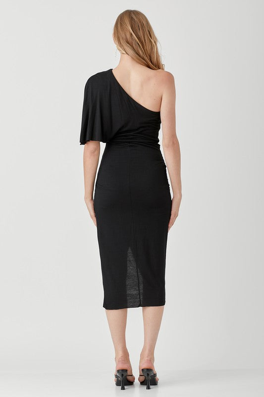 swvws One Shoulder Drape Jersey Dress