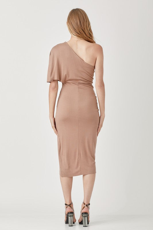 swvws One Shoulder Drape Jersey Dress