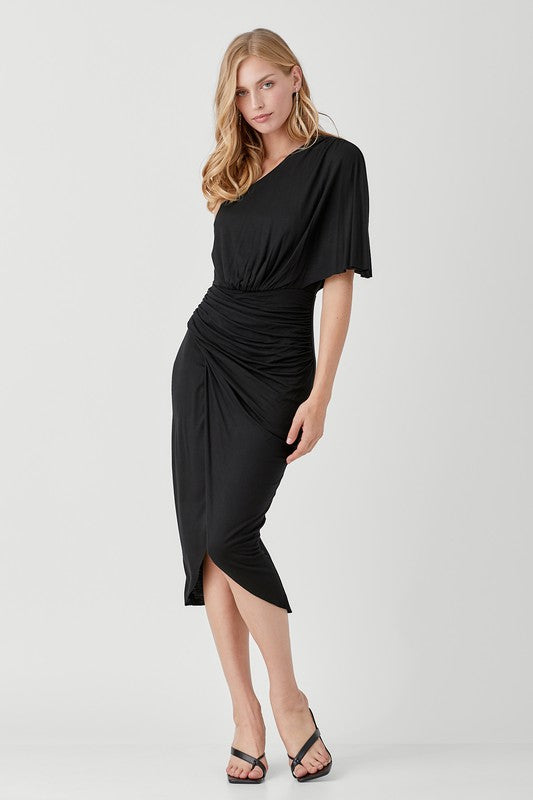 swvws One Shoulder Drape Jersey Dress