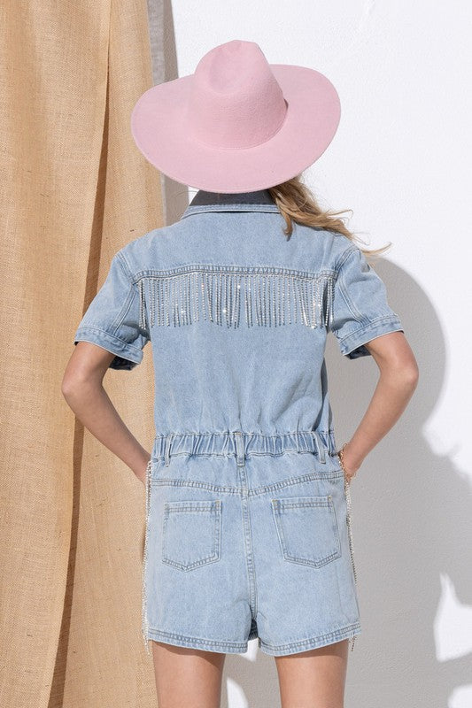 swvws Washed Denim Overall Romper