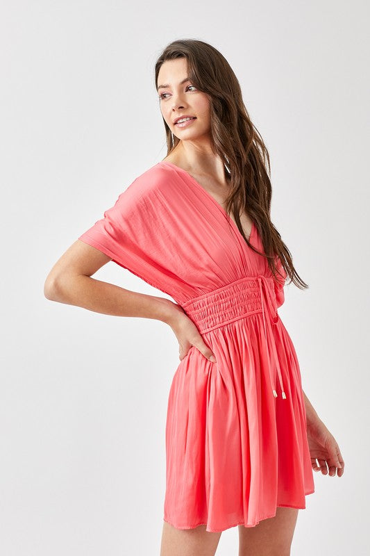 swvws Smocked Waist With Tassel Strap Dress