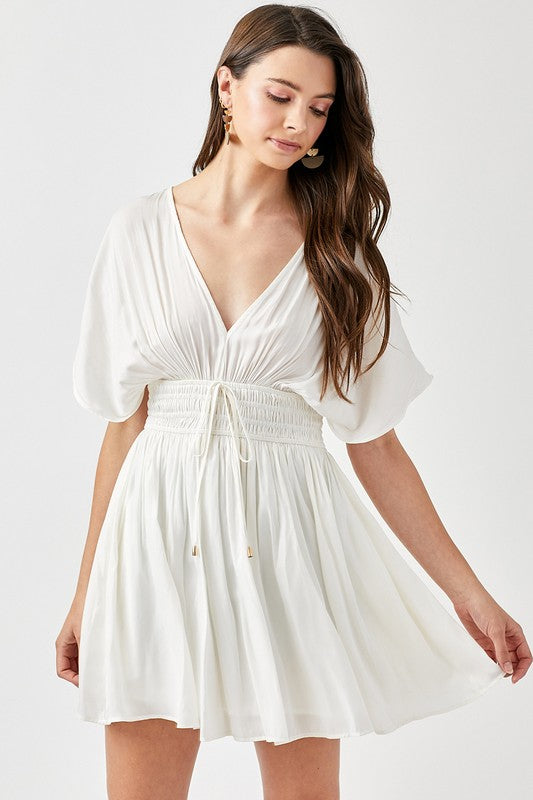 swvws Smocked Waist With Tassel Strap Dress