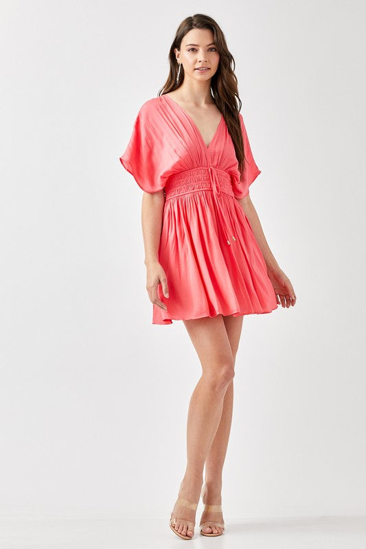 swvws Smocked Waist With Tassel Strap Dress