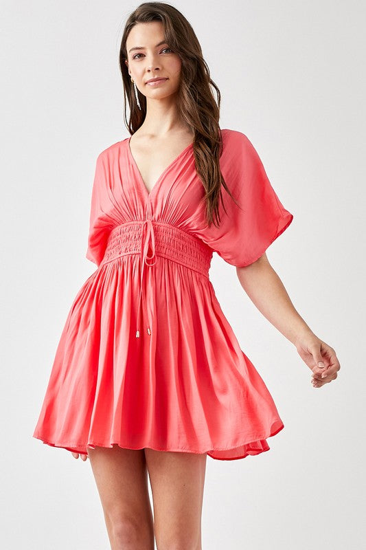 swvws Smocked Waist With Tassel Strap Dress